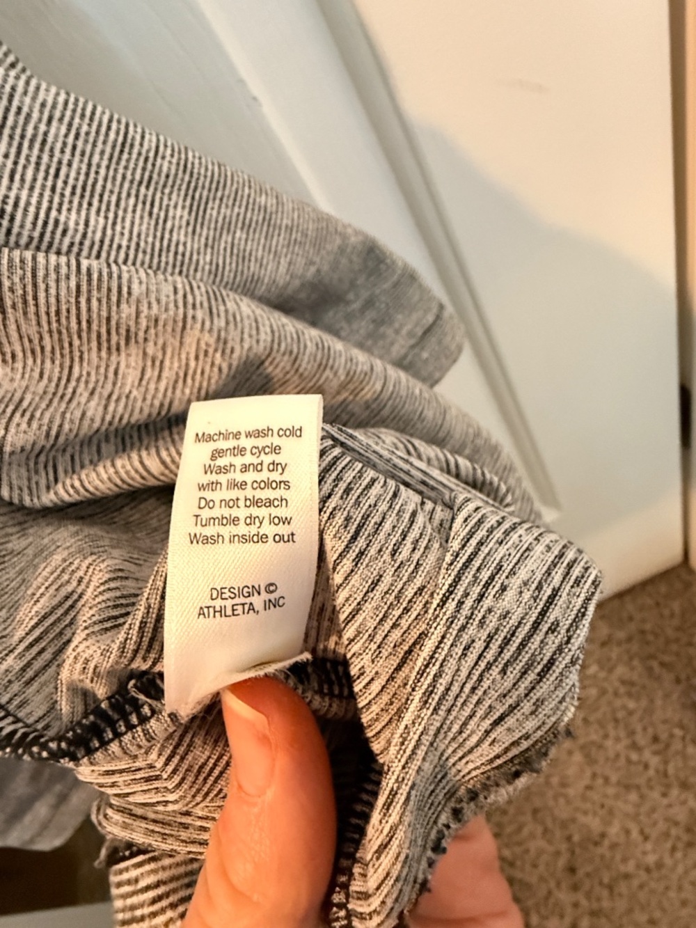 Athleta gray maxi dress micro stripe Henley size small - Picture 6 of 12